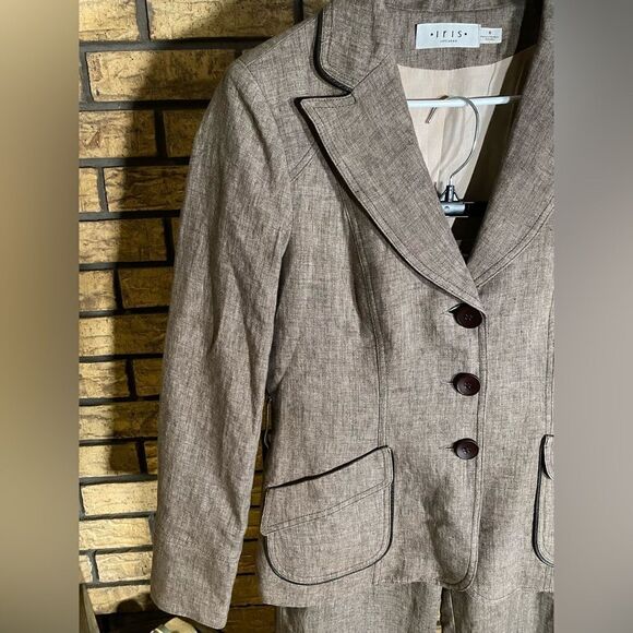 Iris setlakwe 100%‎ linen brown pants suit - Picture 4 of 14